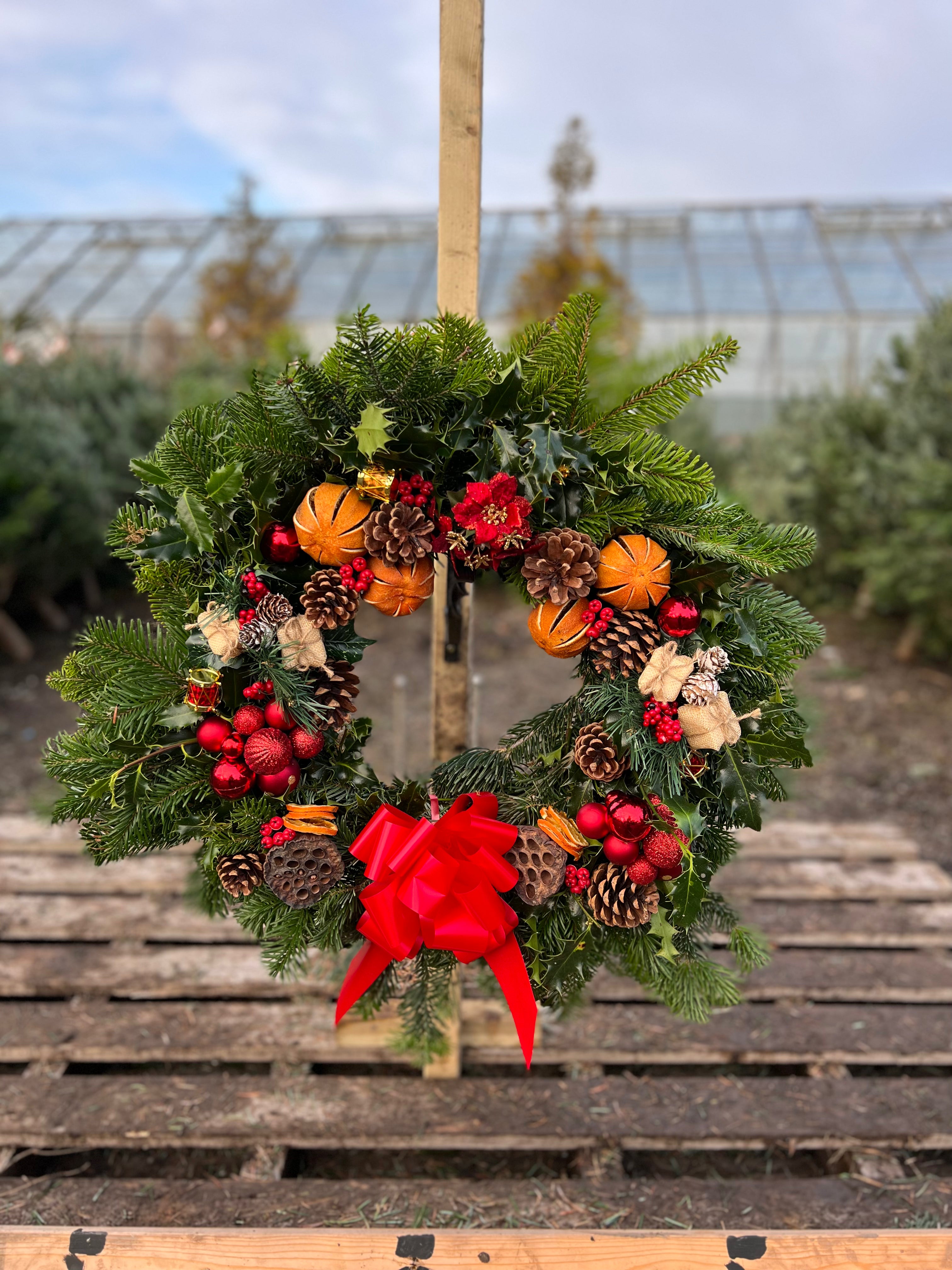 Large Handmade Christmas Door Wreath - 65cm “The Festive One