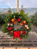 Woolley Moor Nurseries Large Handmade Christmas Door Wreath - 65cm “The Festive One" - Woolley Moor Nurseries