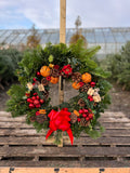 Woolley Moor Nurseries Large Handmade Christmas Door Wreath - 65cm “The Festive One" - Woolley Moor Nurseries