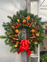 Woolley Moor Nurseries Large Handmade Christmas Door Wreath - 65cm "Al Natural" - Woolley Moor Nurseries