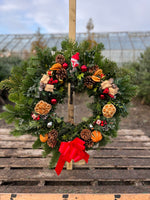 Woolley Moor Nurseries Large Handmade Christmas Door Wreath - 65cm “The Fun One" - Woolley Moor Nurseries